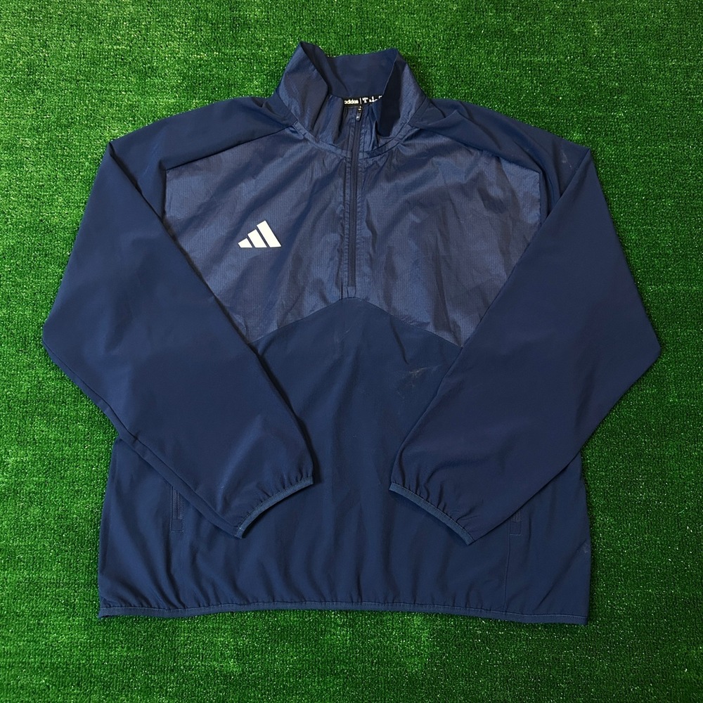 Adidas Windbreaker Mens XL Navy Blue AeroReady Quarter Zip Pullover Jacket